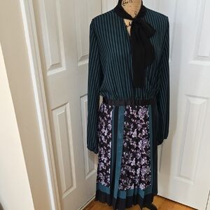 Eva Mendes for New York & Company Teal and Black Striped Dress